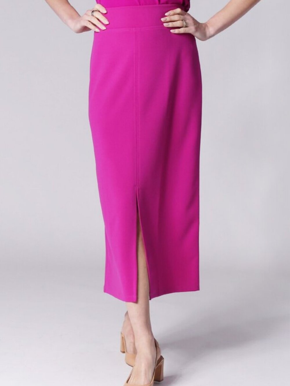 Ponte Crepe Front Slit Straight Skirt - Kim & Co. Pink Size: XXXL New in Package